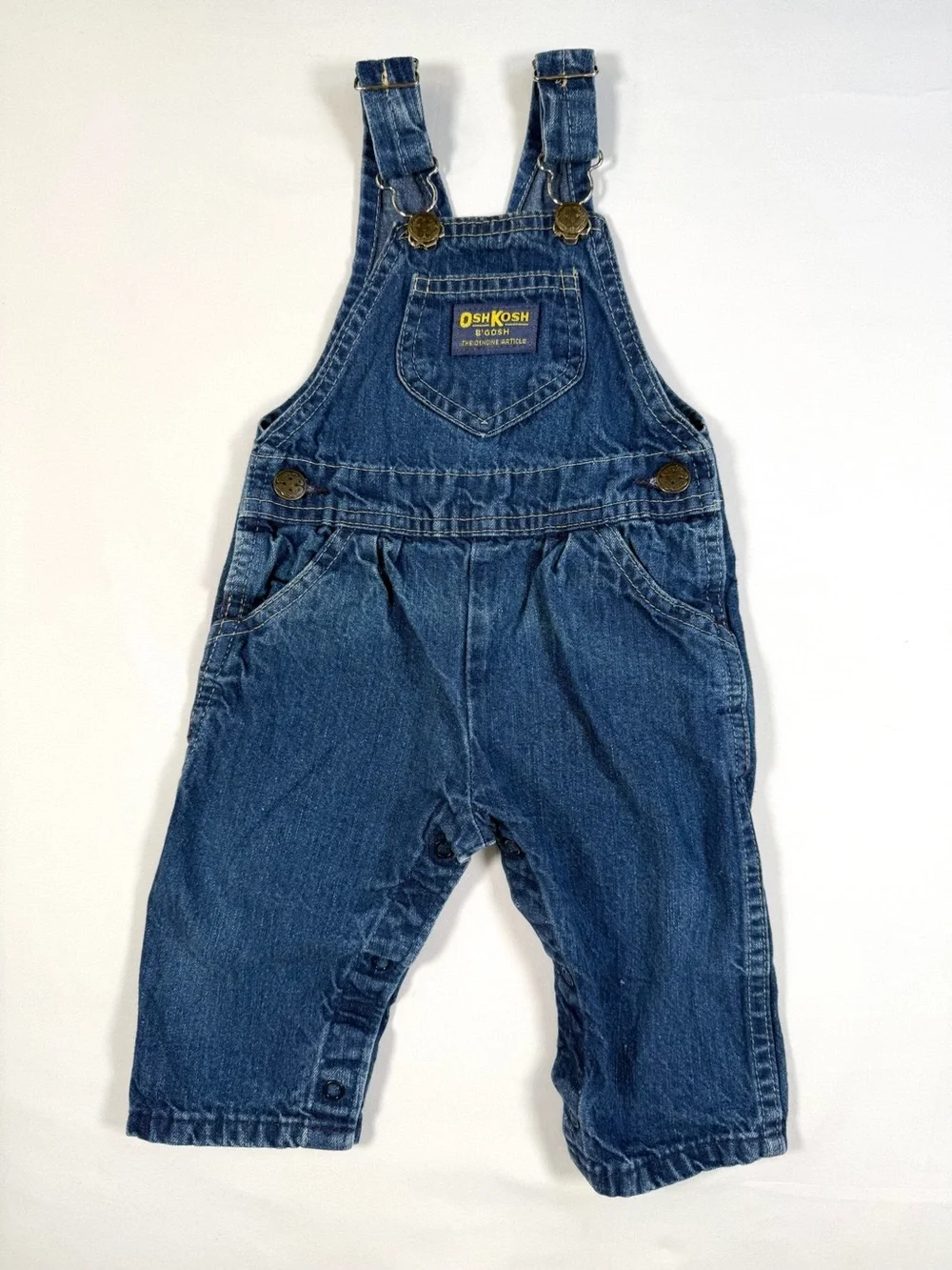 VINTAGE OSHKOSH BGOSH Baby Denim Overalls 6-9M 90s Americana Farmcore Classic